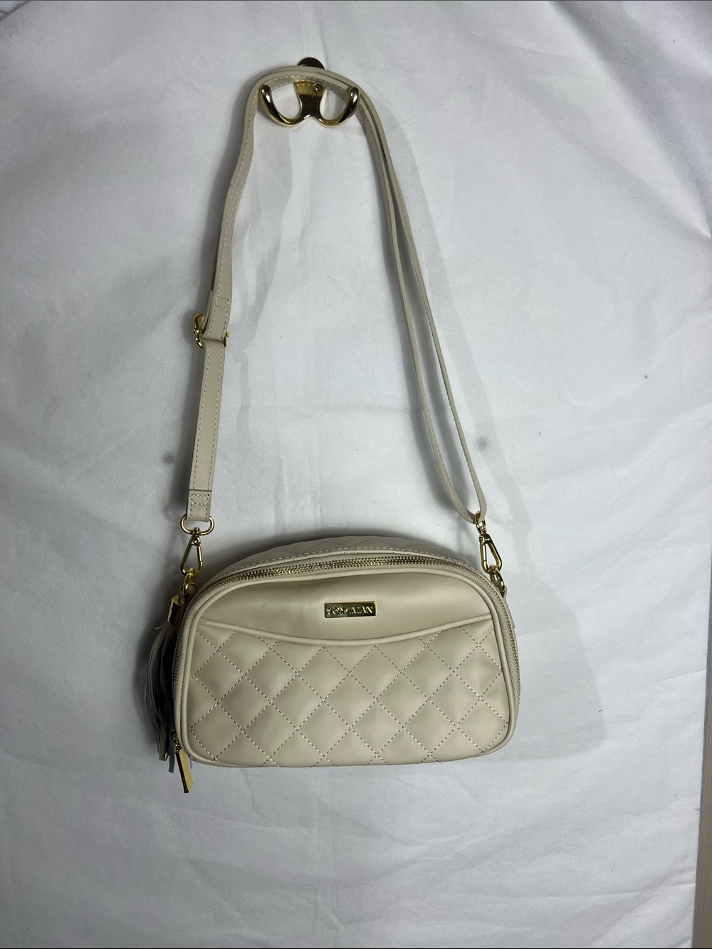 Joy & Iman Cream Quilted Crossbody Bag